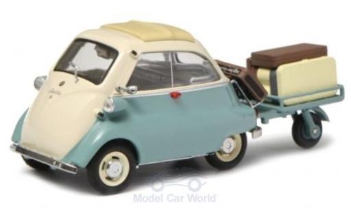 Bmw Isetta 1/43 Schuco türkis/beige mit Anhänger und Gepäck miniature
