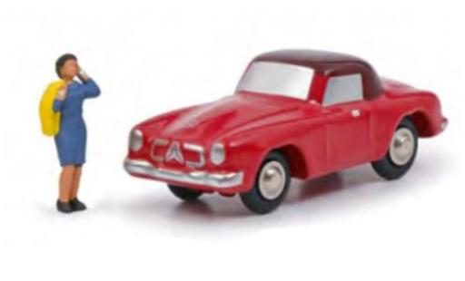 Miniature Mercedes 190 1/90 Schuco SL rouge/noire Rosemarie N. avec figurine Mercedes 190 1/90 Schuco SL rouge/noire Rosemarie N. avec figurine miniature