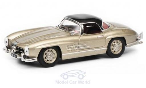 Mercedes 300 1/43 Schuco SL Roadster (W198) metallise beige/noire miniature
