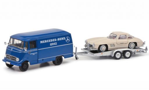 Miniature Mercedes L319 1/43 Schuco Benz Service avec Remorque de voiture et 300 SL Mercedes L319 1/43 Schuco Benz Service avec Remorque de voiture et 300 SL miniature
