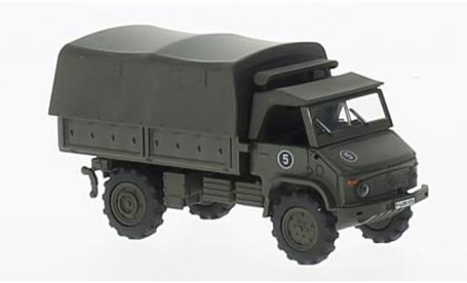 Miniature Mercedes Unimog 1/87 Schuco S404 oliv Bundeswehr plateforme-toile Mercedes Unimog 1/87 Schuco S404 oliv Bundeswehr plateforme-toile miniature