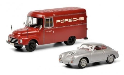 Opel Blitz 1/43 Schuco Kasten Porsche Rennsport avec Porsche 356 Rennfahrzeug miniature