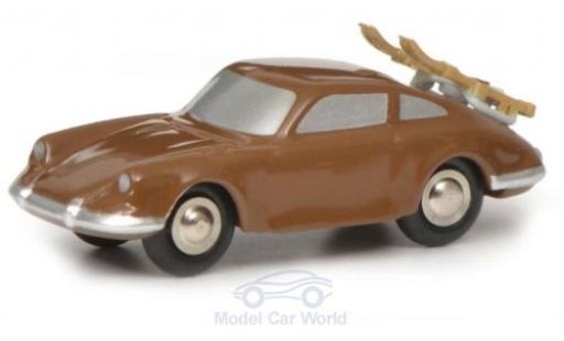 Miniature Porsche 911 1/90 Schuco marron mit Skiträger Porsche 911 1/90 Schuco marron mit Skiträger miniature