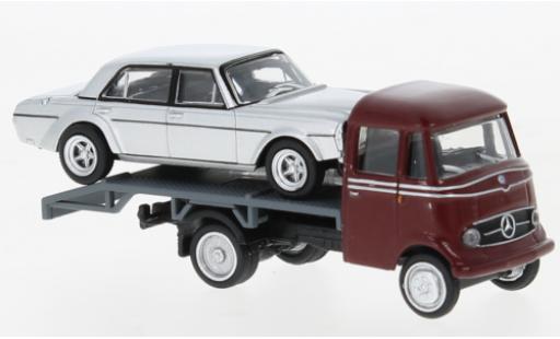 Miniature Mercedes L319 1/87 Schuco camion de transport de voiture rouge foncé Mercedes L319 1/87 Schuco camion de transport de voiture rouge foncé miniature