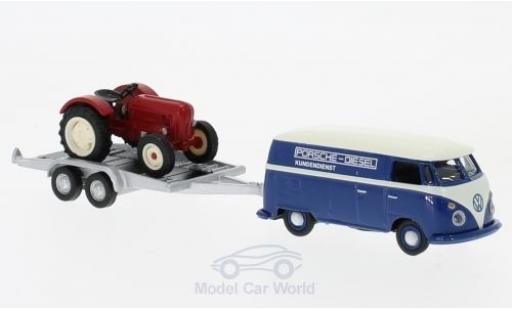 Miniature Volkswagen T1 A 1/87 Schuco c Kastenwagen mit Autoanhänger und Porsche Junior Volkswagen T1 A 1/87 Schuco c Kastenwagen mit Autoanhänger und Porsche Junior miniature