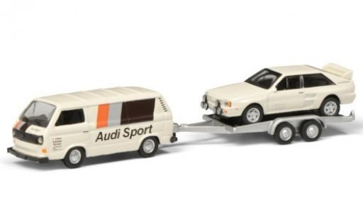 Miniature Volkswagen T3 1/87 Schuco b Kasten Audi Sport avec remorque et Audi quattro Volkswagen T3 1/87 Schuco b Kasten Audi Sport avec remorque et Audi quattro miniature