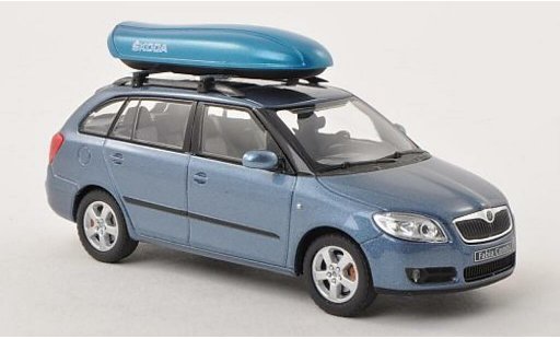 Skoda Fabia Combi 1/43 Abrex bleu-grise avec toitgepacktrager miniature