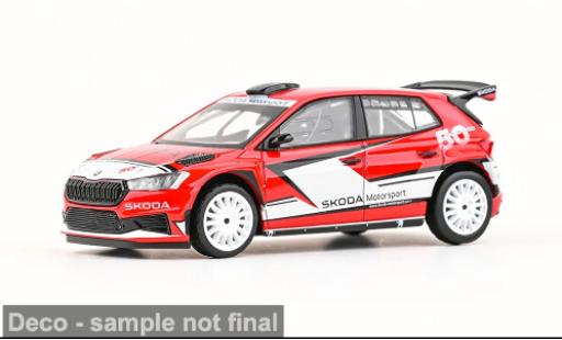 Skoda Fabia 1/43 Abrex IV RS Rallye2 rouge/blanche 2022 Motorsport Design 2024 1:43 miniature