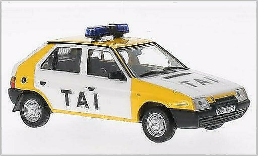 Skoda Favorit Livree Officielle 1/43 Abrex Tai Praha (bleulicht-Balken) blanche/jaune 1987 miniature