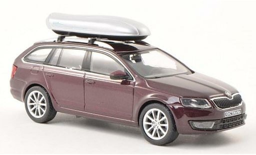 Skoda Octavia Combi 1/43 Abrex III rouge avec toitbox miniature