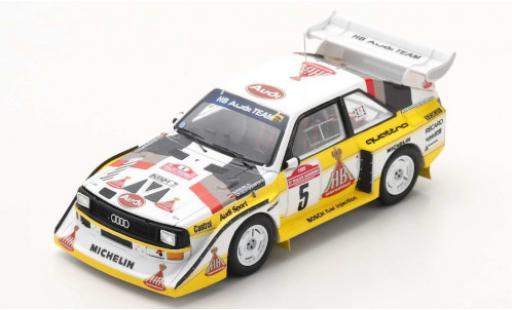 Miniature Audi Sport Quattro 1/43 Spark Sport quattro S1 E2 No.5 HB Team HB Rally WM Rally San Remo 1985 W.Röhrl/C.Geistdörfer Audi Sport Quattro 1/43 Spark Sport quattro S1 E2 No.5 HB Team HB Rally WM Rally San Remo 1985 W.Röhrl/C.Geistdörfer miniature