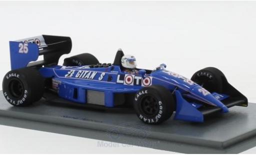Miniature Ligier JS3 1/43 Spark 1 No.25 Gitanes Formel 1 GP Monaco 1988 mit Decals R.Arnoux Ligier JS3 1/43 Spark 1 No.25 Gitanes Formel 1 GP Monaco 1988 mit Decals R.Arnoux miniature