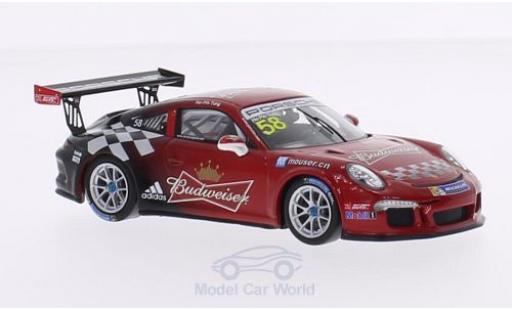 Porsche 991 GT3 Cup 1/43 Spark 911 (997) GT3 Cup No.58 Team Absolute Racing Budweiser Carrera Cup Asia 2015 H.-P.Tung miniature