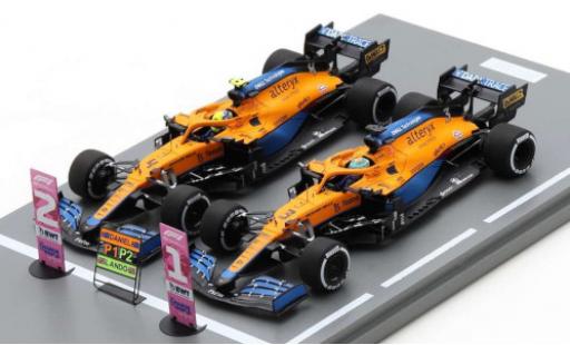 Miniature McLaren F1 1/43 Spark 2er Set: MCL35M No.3 + 4 Team Formel 1 GP Italien 2021 McLaren F1 1/43 Spark 2er Set: MCL35M No.3 + 4 Team Formel 1 GP Italien 2021 miniature