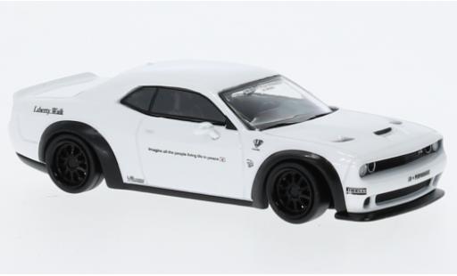 Dodge Challenger 1/64 Tarmac Works SRT Hellcat LB-Works metallise blanche miniature