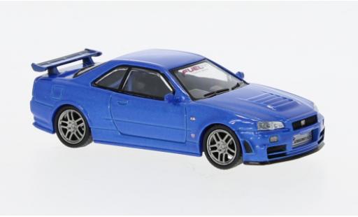 Miniature Nissan Skyline 1/64 Tarmac Works GT-R (R34) Nismo Z-Tune metallise bleu Nissan Skyline 1/64 Tarmac Works GT-R (R34) Nismo Z-Tune metallise bleu miniature