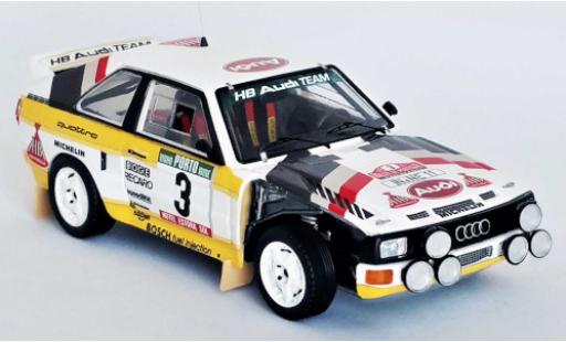 Miniature Audi Sport Quattro 1/43 Trofeu Sport quattro No.3 HB Team HB Rallye WM Rallye Portugal 1985 damaged S.Blomqvist/B.Cederberg Audi Sport Quattro 1/43 Trofeu Sport quattro No.3 HB Team HB Rallye WM Rallye Portugal 1985 damaged S.Blomqvist/B.Cederberg miniature