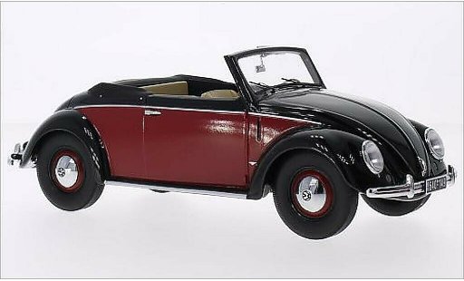 Volkswagen Kafer Cabriolet 1/18 Minichamps 1200 Cabrio Hebmuller noire/rouge 1949 miniature
