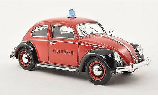 Volkswagen Kafer Base 1/32 Schuco Ovali Pompiers rouge/noire miniature