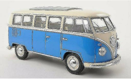 Volkswagen T1 B 1/18 Welly Bus bleu/blanche 1962 miniature