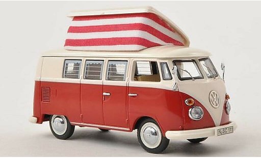 Volkswagen T1 Base 1/43 Schuco Campingbus rouge/blanche miniature