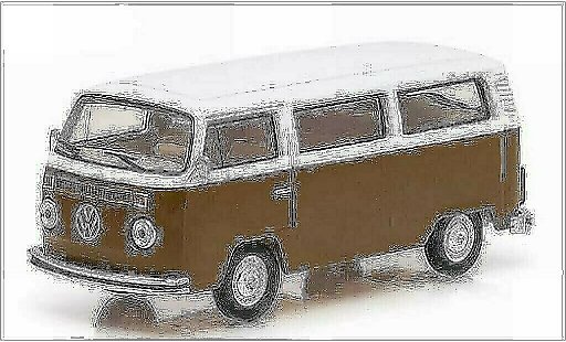 Volkswagen T2 B 1/64 Greenlight Bus Champagne Edition marron/blanche 1977 miniature