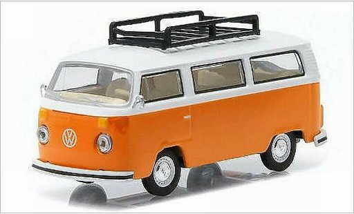 Volkswagen T2 B 1/64 Greenlight Bus orange/blanche 1974 miniature