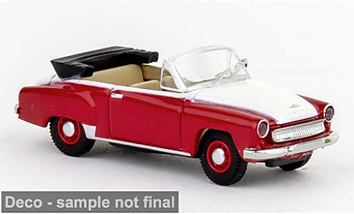 Miniature Wartburg 311 Cabriolet rouge/blanche 1959 1/87 Brekina