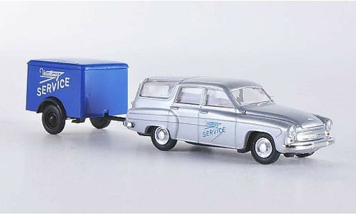Wartburg 311 Camping 1/87 Brekina avec Anhanger-Service miniature