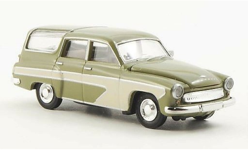 Wartburg 311 Camping 1/87 Brekina Oliv/blanche miniature