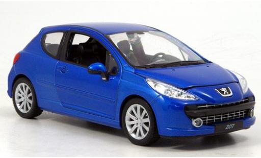 Miniature Peugeot 207 1/24 Welly bleue 1:24 Peugeot 207 1/24 Welly bleue 1:24 miniature