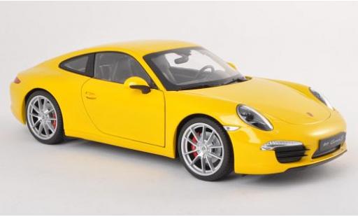 Porsche 991 S 1/18 Welly 911  Carrera jaune 1:18 miniature