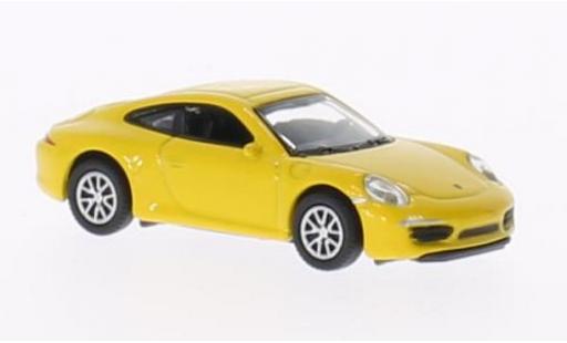 Porsche 991 S 1/87 Welly 911  Carrera jaune 1:87 miniature