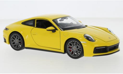 Miniature Porsche 911 1/24 Welly Carrera 4S jaune Porsche 911 1/24 Welly Carrera 4S jaune miniature