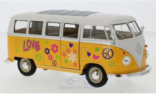 Miniature Volkswagen T1 1/24 Welly Bus jaune/blanche 1963 Flower Power Volkswagen T1 1/24 Welly Bus jaune/blanche 1963 Flower Power miniature