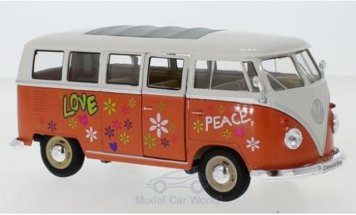 Miniature Volkswagen T1 1/24 Welly Bus orange/blanche 1963 Flower Power Volkswagen T1 1/24 Welly Bus orange/blanche 1963 Flower Power miniature