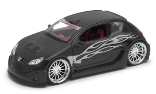Miniature Peugeot 206 1/24 Welly matte noir/Décorer Peugeot 206 1/24 Welly matte noir/Décorer miniature